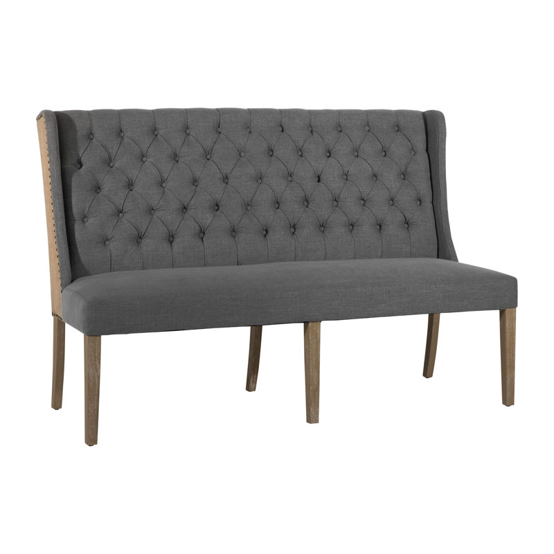 Upholstered dining bench with backrest discount